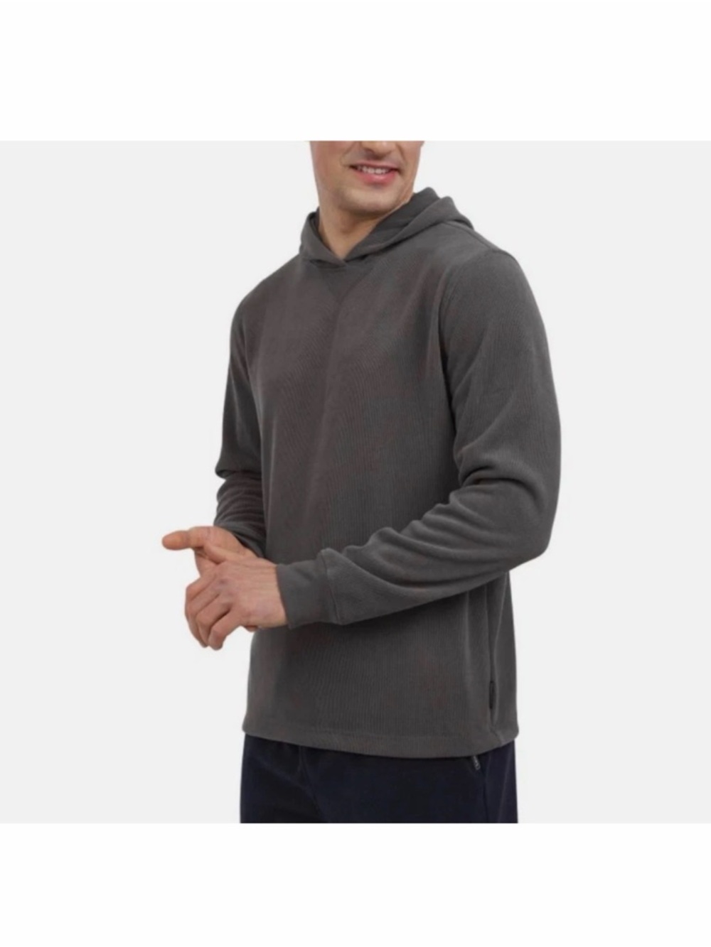 Eddie Bauer Men's Textured Lounge Hoodie, Gray, XL